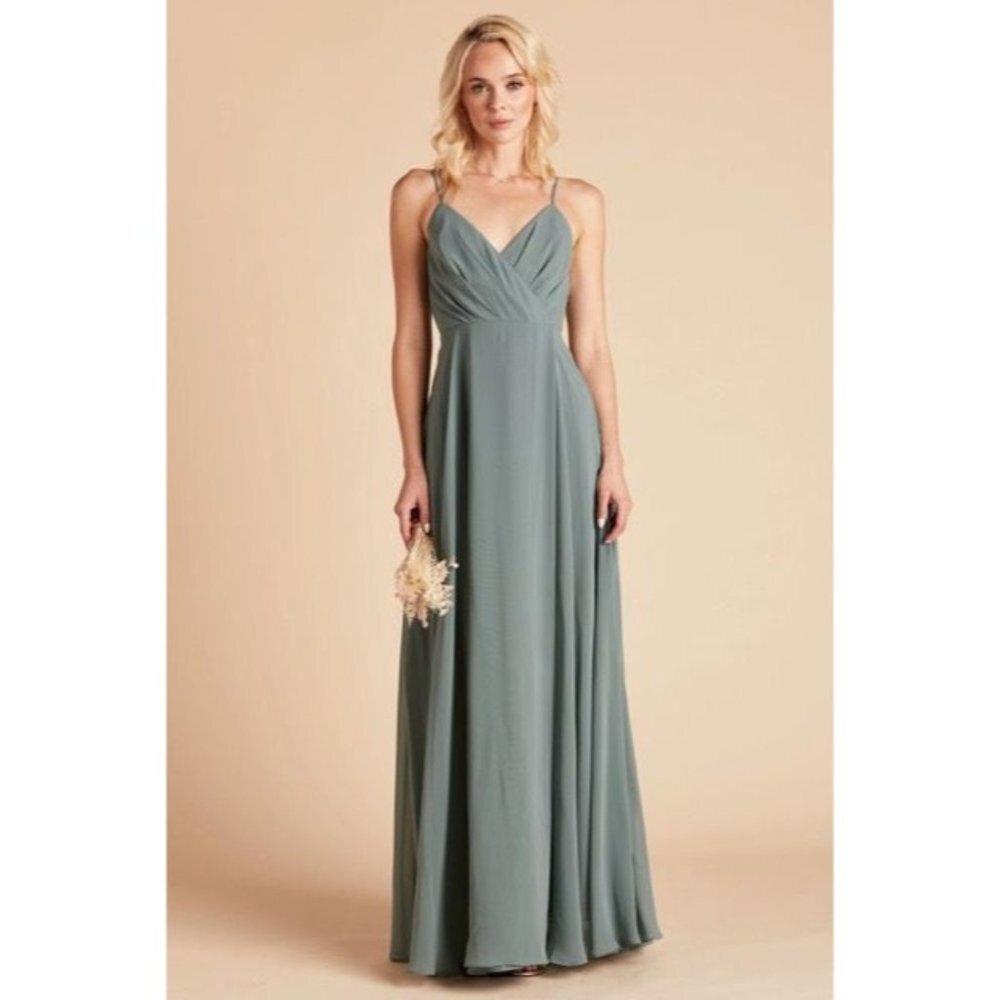 BIRDY GREY Kaia Chiffon Gown Bridesmaid Formal Dress in Sea Glass